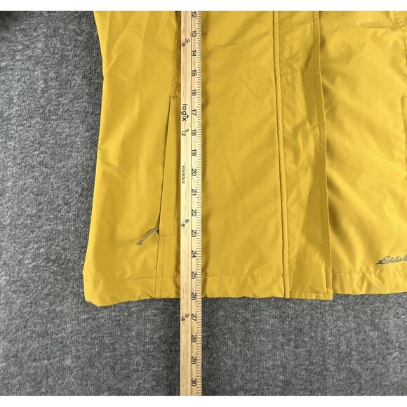 Eddie Bauer WeatherEdge Jacket Womens Sz M Yellow Waterproof Hooded Windbreaker - Picture 12 of 13
